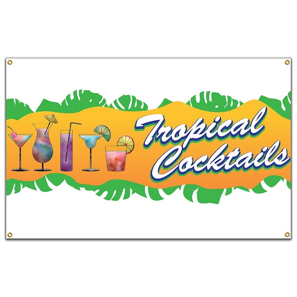 Signmission Tropical Cocktails Banner Concession Stand Food Truck Single Sided B-60 Tropical Cocktails19 - main